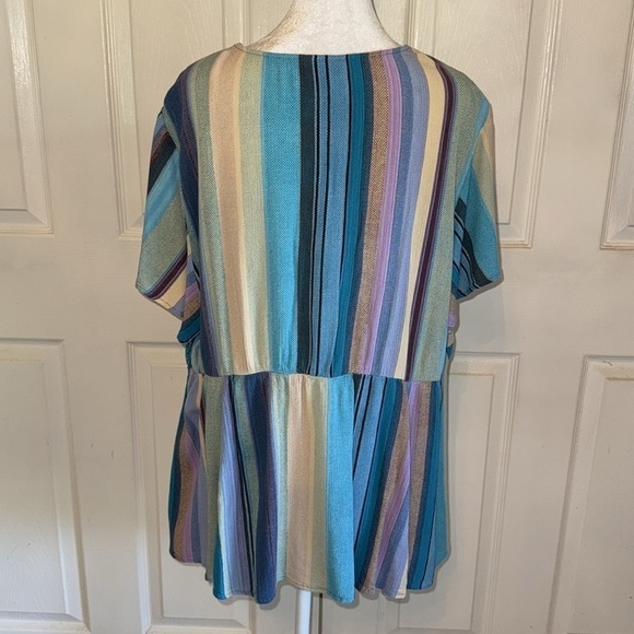 Torrid Babydoll Crinkle Gauze Crochet Inset Lace Up Top - Picture 5 of 8